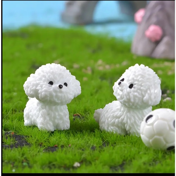 4 Piece Set Miniature Tiny White Dog Maltese Style Figurines - Picture 5 of 10